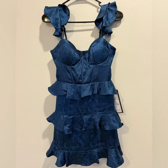 B Darlin Juniors' Sage Flower Pattern Fit & Flare Dress - Picture 6 of 8